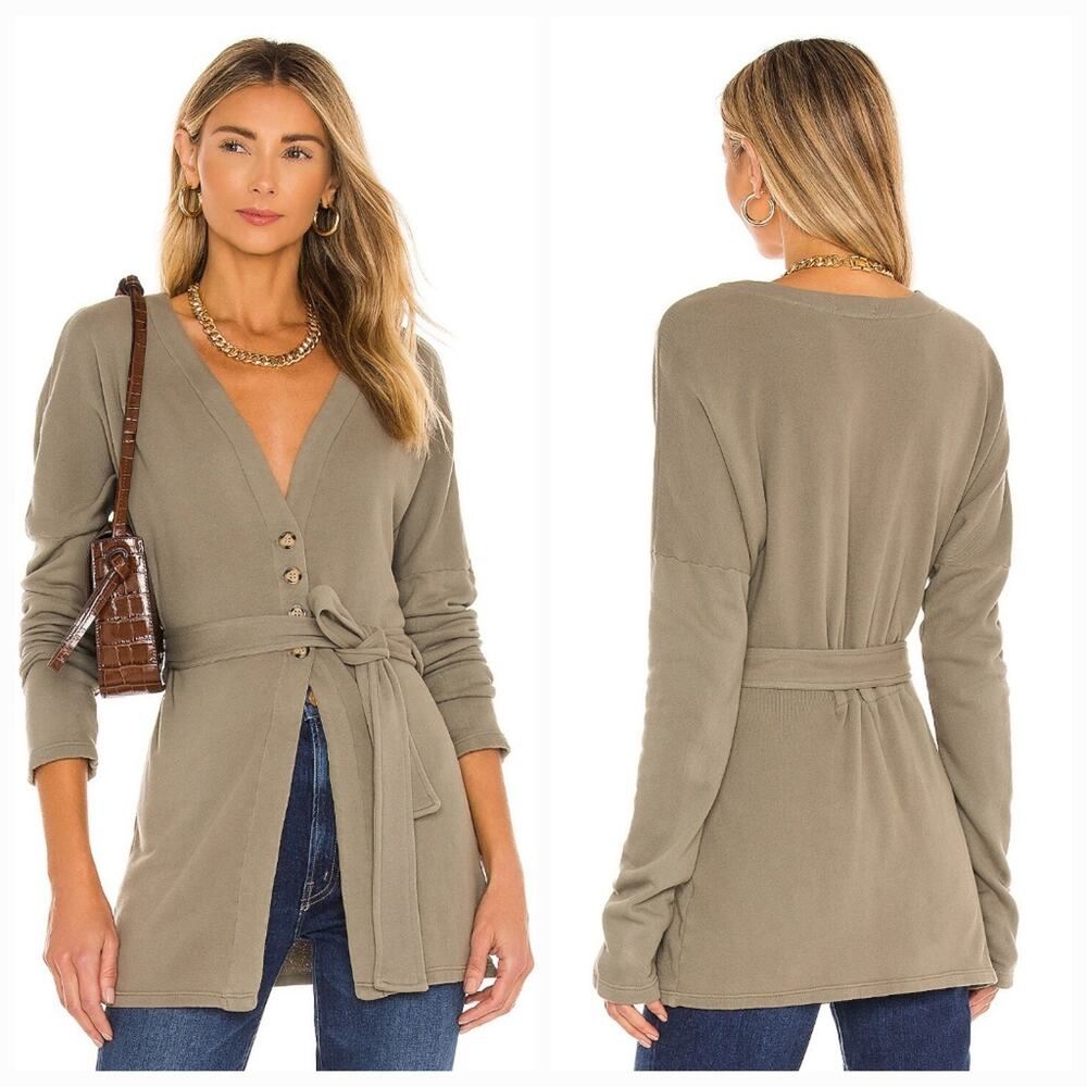 Tularosa Belted Cardigan in Olive Green XXS